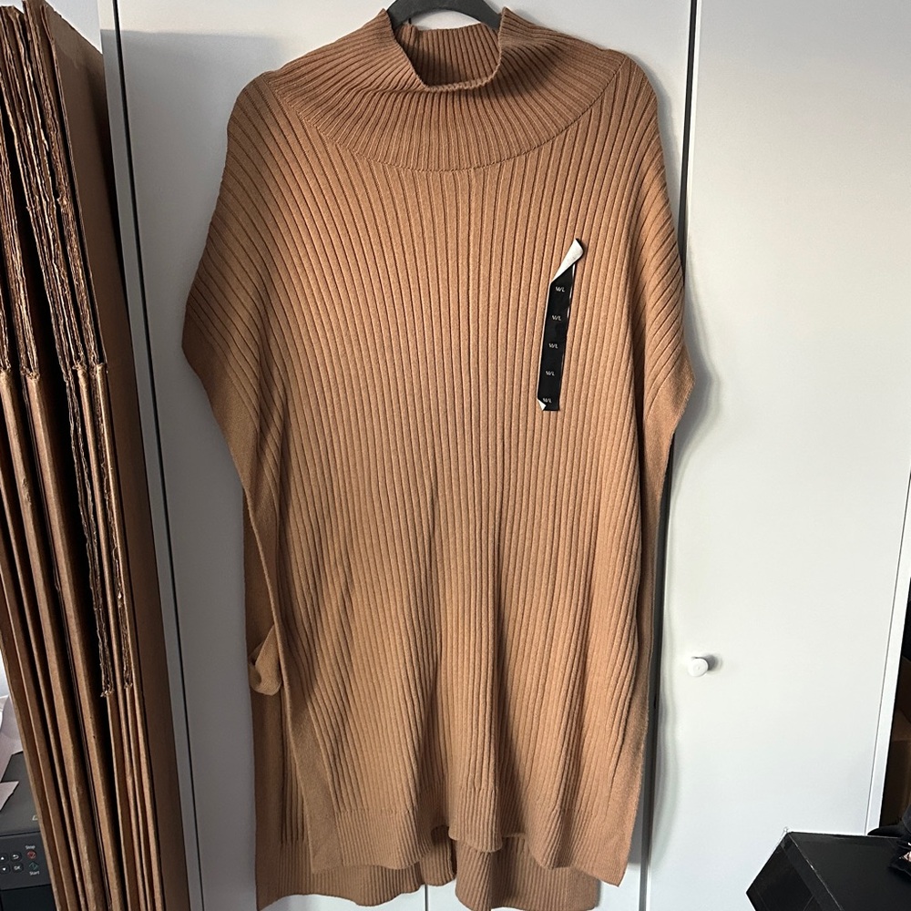 Banana Republic Mock Neck Knit Poncho Women's Tan Sweater